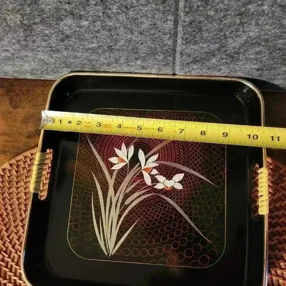 Lacquerware Serving Trays w/Handles Toyo Japan Black Vintage Serveware - Picture 4 of 8